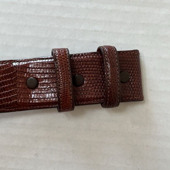 Elizabeth Rand New York Brown Genuine Lizard Belt Strap Sz M No Buckle USA Made main image 9